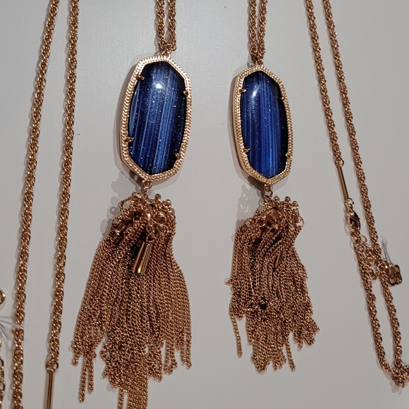 Two Kendra Scott Navy Dusted Glass Rayne Necklaces - Picture 5 of 12